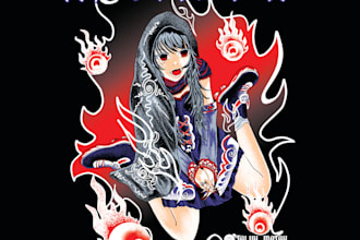 draw vintage anime illustration for tshirt