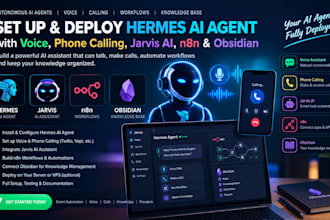 set up deploy hermes ai agent with voice, phone calling, jarvis ai, n8n obsidian