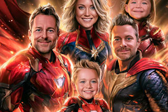 draw custom family superhero portraits for gifts