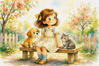 watercolor children story book illustration, children story, book illustration