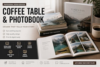 create, design coffee table book, recipesbook, guidebook wedding albumphotobook