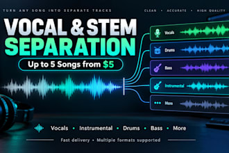 separate vocals, instrumentals, and stems from your audio