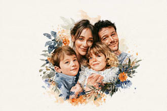 custom watercolor family portrait