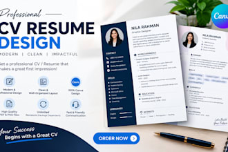 design a professional CV resume in canva