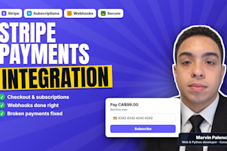 integrate or fix stripe payments, subscriptions and webhooks on any website