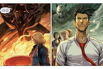 create original comic artwork with characters and scenes