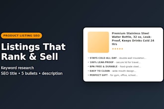 write SEO optimized amazon product title, bullet points and description