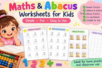 create simple maths and abacus worksheets for kids