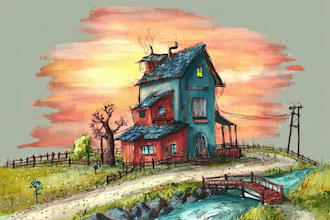 paint a custom watercolor house illustration