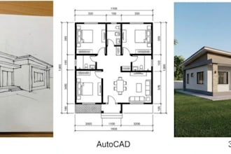 design architectural 2d floor plan and 3d house elevation