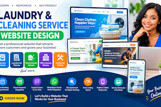 design modern laundry, dry cleaning, laundromat and cleaning service website