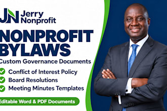 draft custom nonprofit bylaws, conflict of interest policy and board resolutions