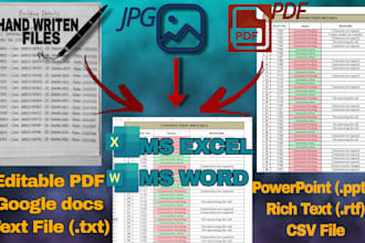 convert PDF jpg scanned documents to excel or editable word