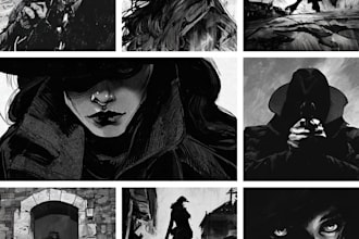 draw noir, horror and dark comic books art for your story