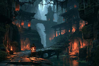 design 2d game concept art background and environment