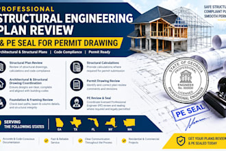 review structural engineering plan architect pe engineer seal in ga tx fl ny wa