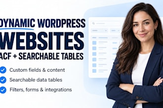 build dynamic wordpress website with acf custom fields and searchable tables