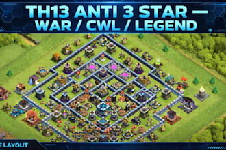 design unbeatable clash of clans base for th13 war cwl trophy