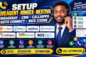 setup liveagent ringex nextiva engagebay CRM callhippo goto connect nice cxone