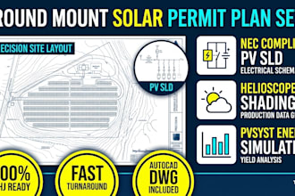 draft ground mount solar permit plan set, pv sld, helioscope, pvsyst