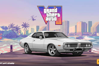 custom gta style car vector art or vehicle illustration