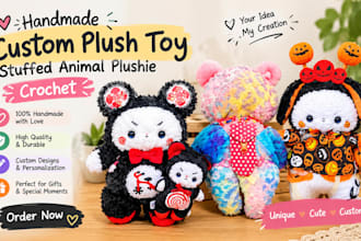 create handmade custom plush toy stuffed animal plushie crochet kawaii toy