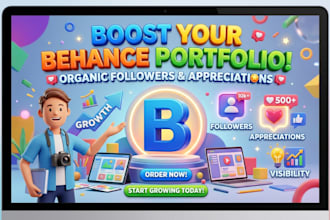 behance portfolio promotion for organic followers and appreciations