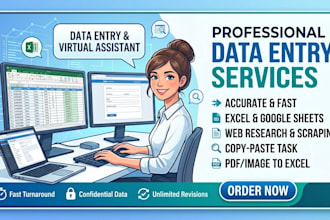 professional data entry, web research, and copy paste work