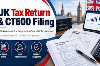 file UK tax return, self assessment, corporation tax ct600 with hmrc
