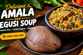 prepare amala and egusi soup with fresh ingredients
