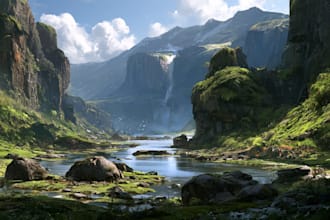 paint landscape environment, concept art, bookcover