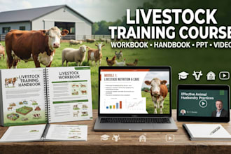 create livestock training course, animal grooming, workbook, handbook PPT, video