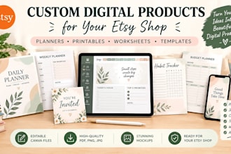 design custom etsy printables, planners and digital downloads