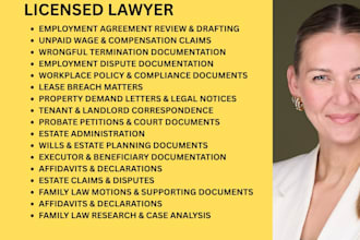 draft work visa letters, offer letters, eeoc responses, and workplace policies