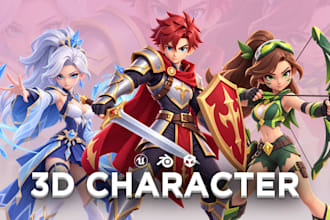 do 3d character modeling, 3d game model, 3d game character, and vrchat avatar