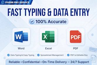 do data entry typing copy paste pdf to word and excel work