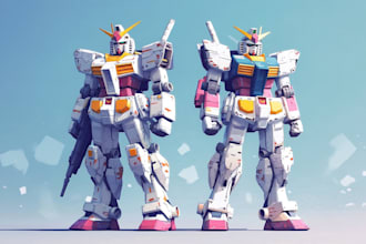 make a mecha robot gundam illustrations