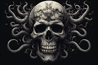 create fantasy skull illustrations for you