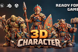 create 3d game character modeling, low poly, for game and vrchat