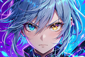 draw a custom anime oc fanart vtuber character illustration