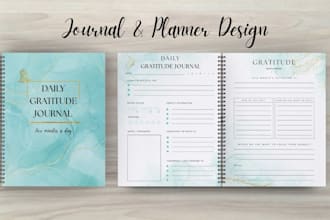 design digital journal, daily planner, printable planners and journals