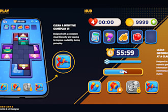 design a professional mobile game UI screen or menu