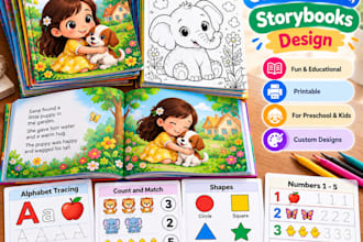 design worksheets, coloring books, storybooks and ai learning activities