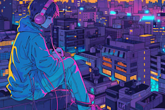 illustrate a stunning anime album cover with emotion in every frame