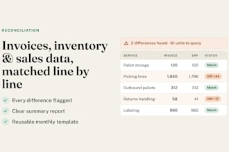 reconcile invoices, inventory or sales data in excel