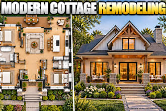 design modern cottage remodeling plans with detailed 3d views