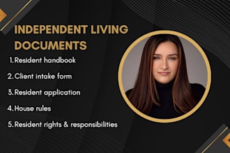 independent living documents, clients intake, resident handbook, house rules