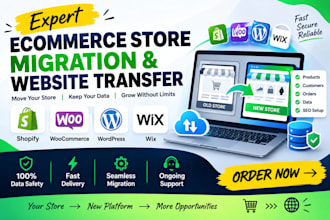 shopify woocommerce wordpress wix ecommerce store migration and website transfer