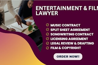be your entertainment lawyer and music contract writer