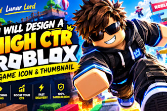 design a high CTR roblox game icon and thumbnail